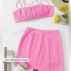 2 Piece Shein Linen Pink Set